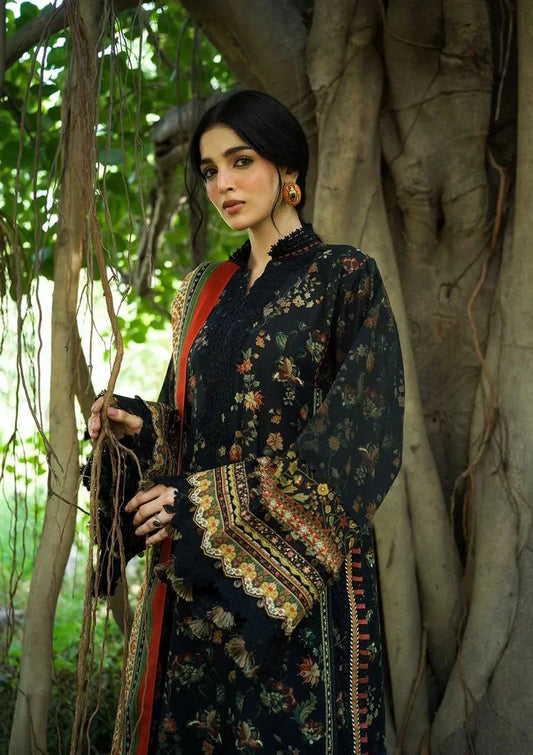 Picture of Elaf - Wilderness Pashmina Shawl Edit - EWR-8A NOIRE - Unstitched - Available at Raja Sahib