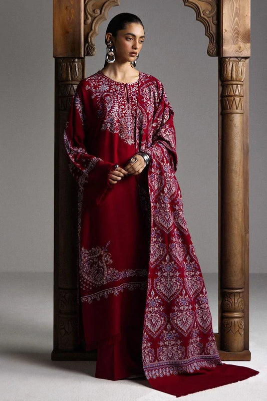Zara Shahjahan - Sarab Winter Collection - 07-QIRMIZ - Unstitched