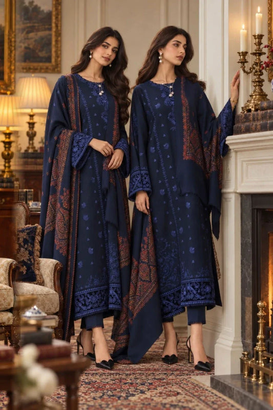 Picture of Noor by Saadia Asad - Noor Winter Embroidered Pashmina Shawl Collection - Design 12 - Unstitched - Available at Raja Sahib
