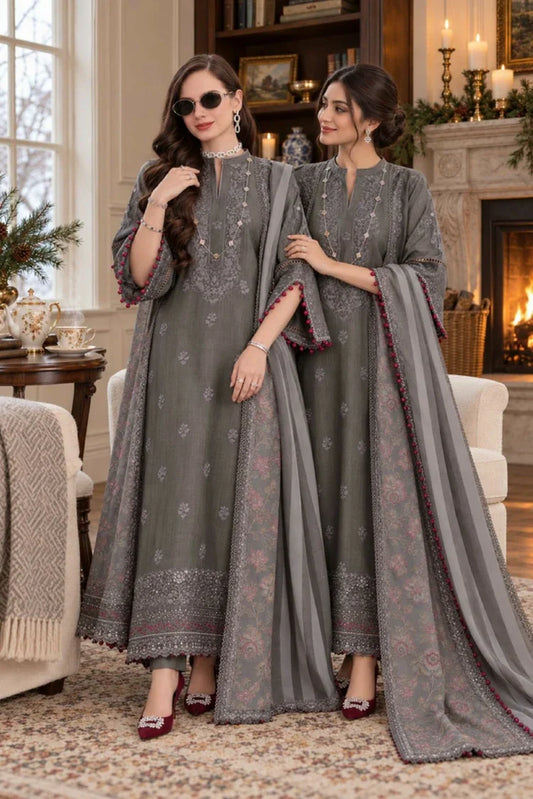 Picture of Noor by Saadia Asad - Noor Winter Embroidered Pashmina Shawl Collection - Design 13 - Unstitched - Available at Raja Sahib