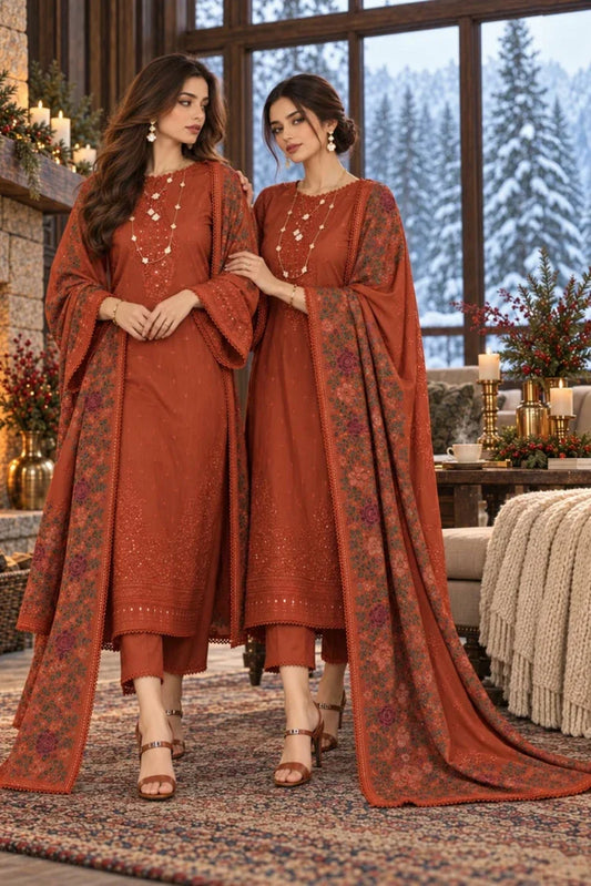 Picture of Noor by Saadia Asad - Noor Winter Embroidered Pashmina Shawl Collection - Design 05 - Unstitched - Available at Raja Sahib