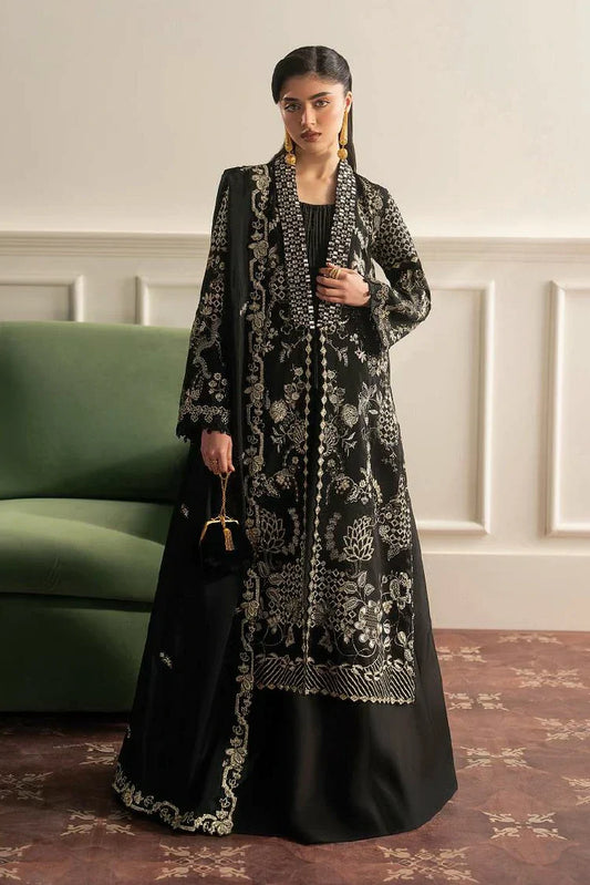 Sadaf Fawad Khan - Roya Lumiere Silk Festive Collection - 01-Siah Golzar - Unstitched