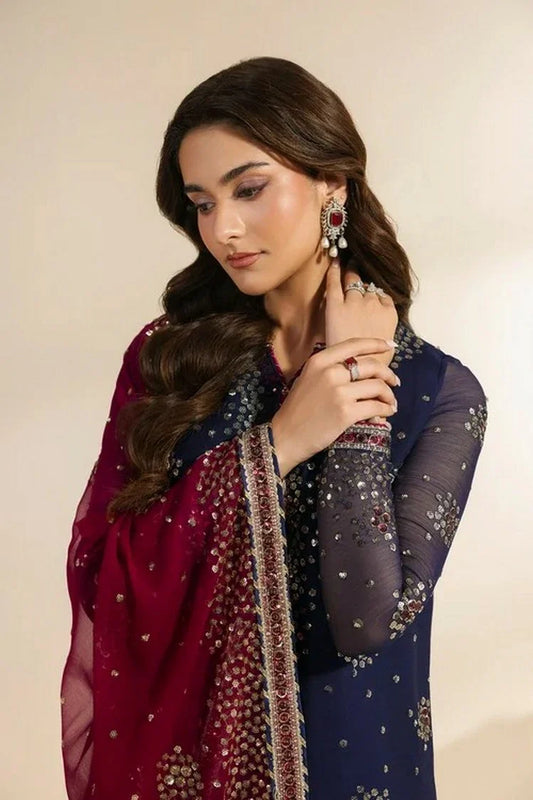 Zarif - Meraki Chiffon Edit - ZR-MEK-10 SABLE - Unstitched