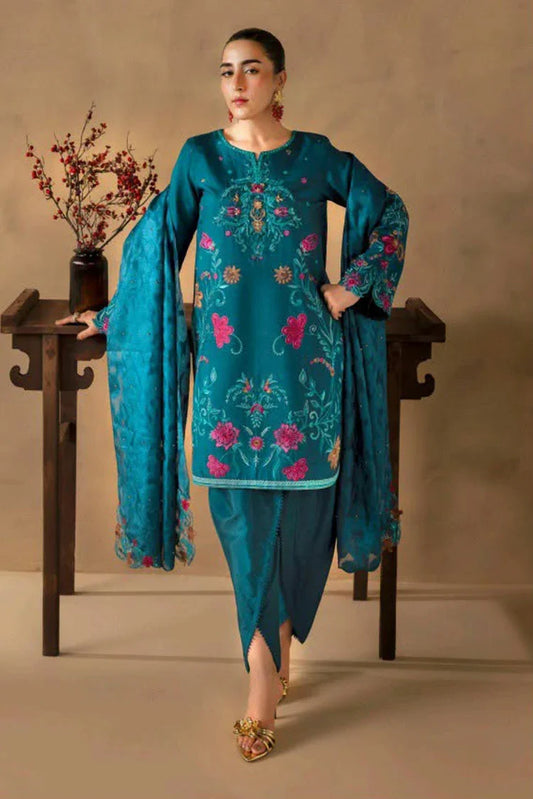 Picture of Rajbari - Silah Premium Silk Edit - 05-Teal - Unstitched - Available at Raja Sahib
