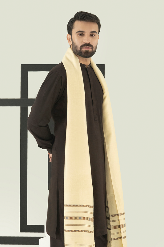 Black Pearl - Cream Wool Blend Shawl