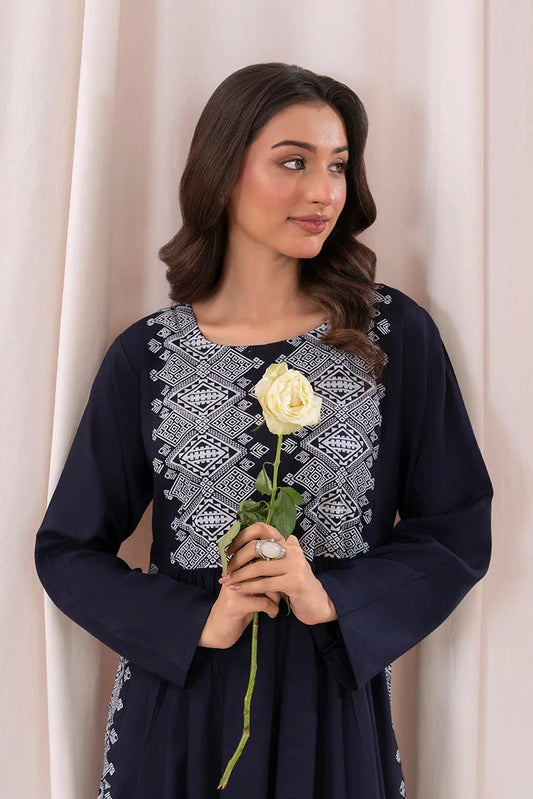 Picture of Zeek - Printed Long Kurta - Navy Blue - 1 Piece - D118 - Available at Raja Sahib