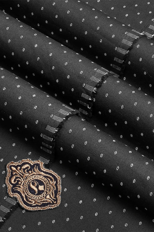 Fabrich - Black Claasic Jacquard Unstitched Kurta