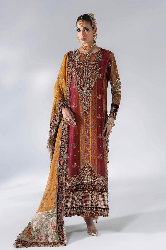 Maria B - Mbroidered Wedding Edition - 3 Piece Unstitched Embroidered Raw Silk Suit