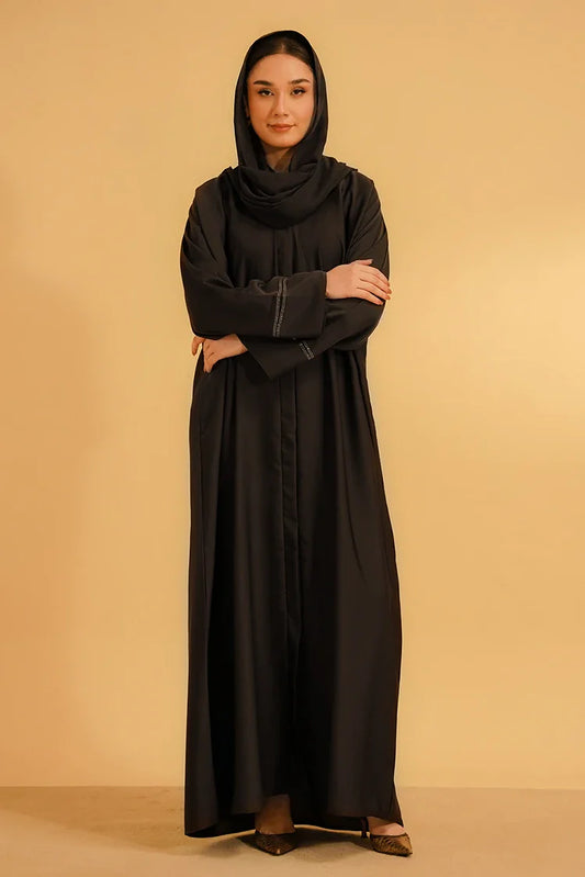 Picture of Divinely Crafted - Basic Diamante Abaya - Brown - Available at Raja Sahib