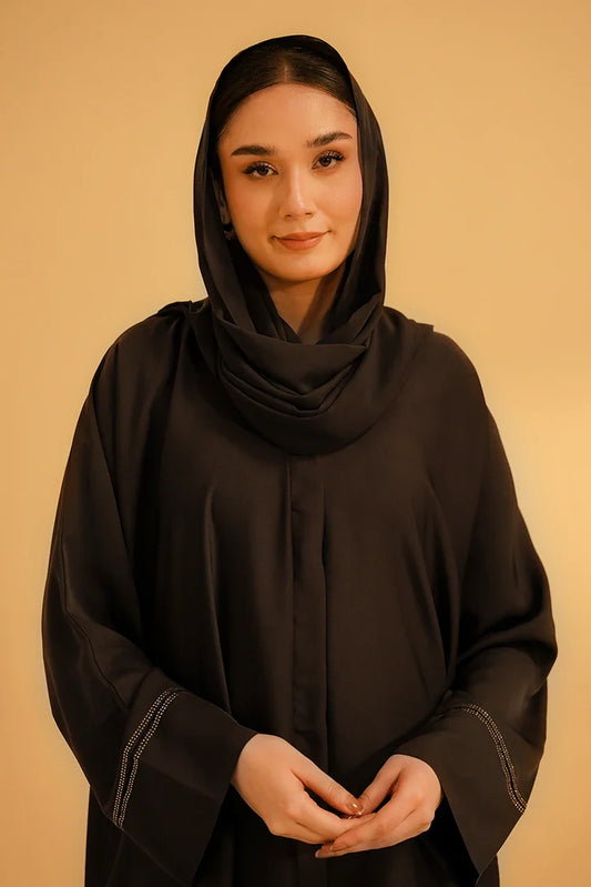 Picture of Divinely Crafted - Basic Diamante Abaya - Brown - Available at Raja Sahib