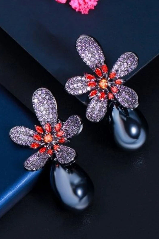 Picture of Blumoon - Black Pearl Drop - Black - Earrings - Available at Raja Sahib