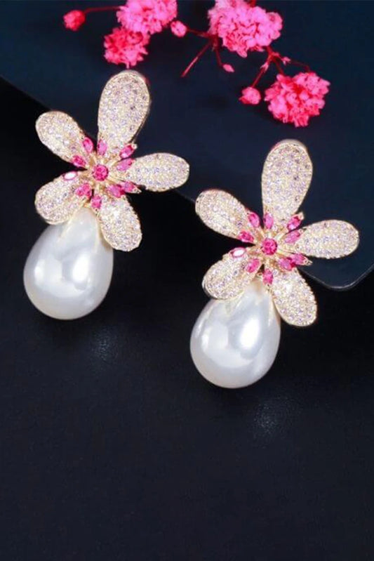 Picture of Blumoon - Black Pearl Drop - White - Earrings - Available at Raja Sahib
