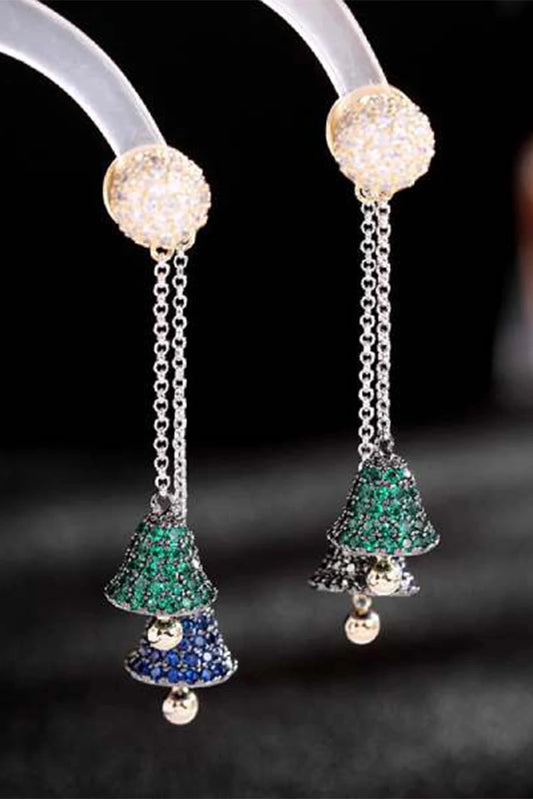 Picture of Blumoon - Long Tassel Bell - Blue - Earrings - Available at Raja Sahib