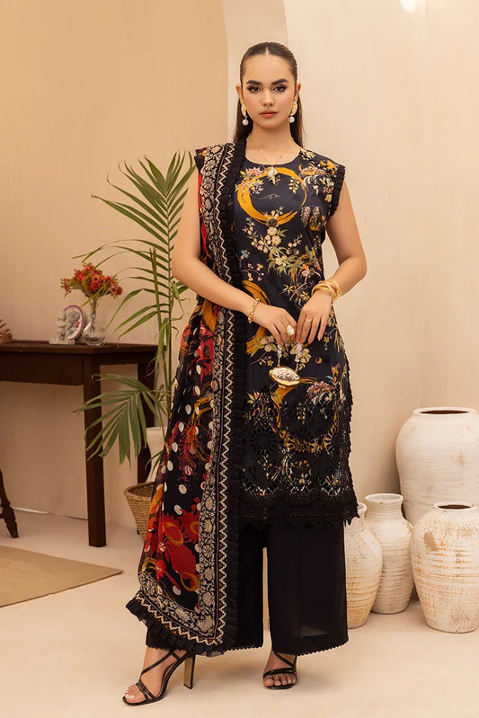 Picture of Ellena - 3-PC Unstitched Embroidered Chikankari Lawn Suit - Available at Raja Sahib