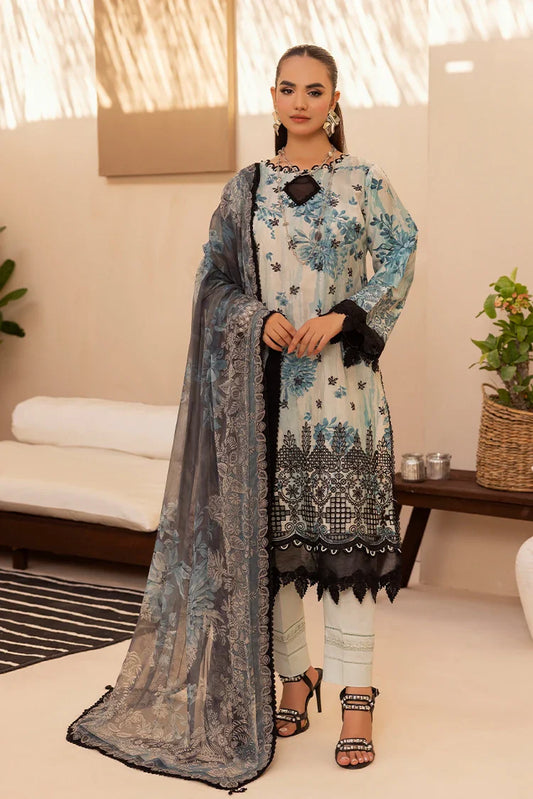 Picture of Ellena - 3-PC Unstitched Embroidered Chikankari Lawn Suit - Available at Raja Sahib