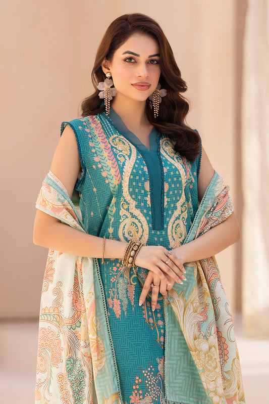 Picture of 3-PC Unstitched Printed Lawn Suit - Available at Raja Sahib