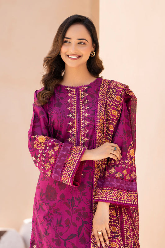Picture of 3-PC Unstitched Printed Lawn Suit - Available at Raja Sahib
