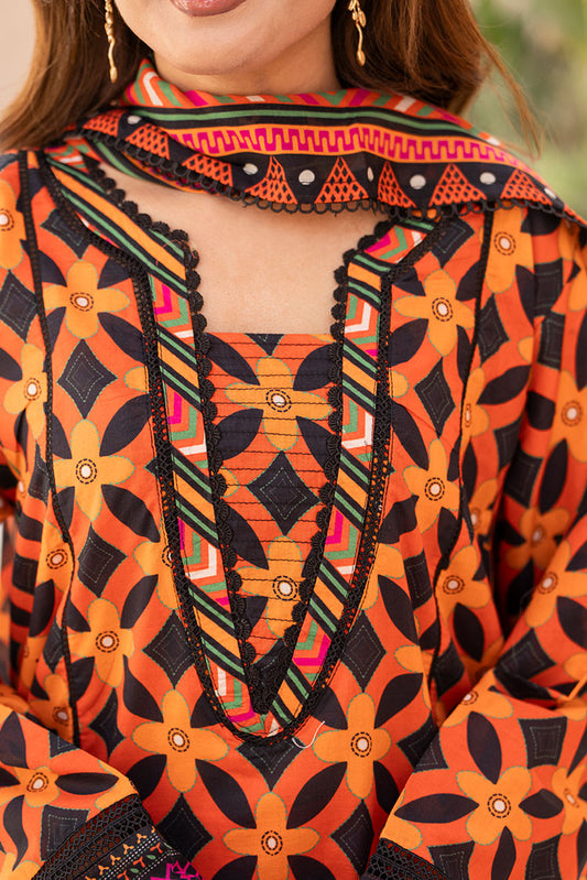 Picture of 3-PC Unstitched Printed Lawn Suit - Available at Raja Sahib