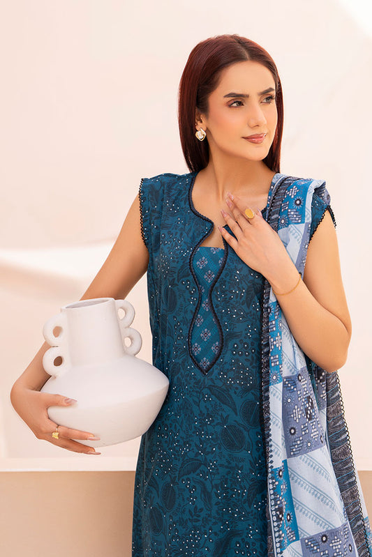 Picture of 3-PC Unstitched Printed Lawn Suit - Available at Raja Sahib