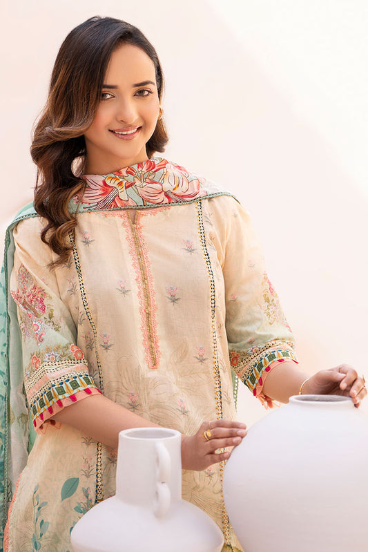 Picture of 3-PC Unstitched Printed Lawn Suit - Available at Raja Sahib
