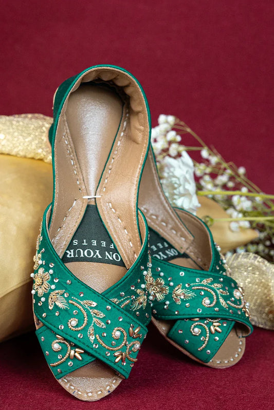 Picture of On Your Feets - Shahnama Collection - Elegant Green - Available at Raja Sahib