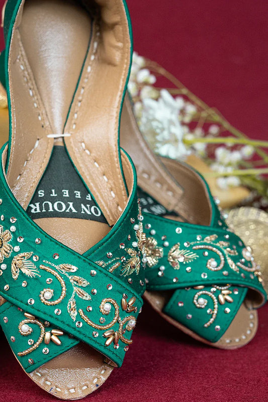 Picture of On Your Feets - Shahnama Collection - Elegant Green - Available at Raja Sahib