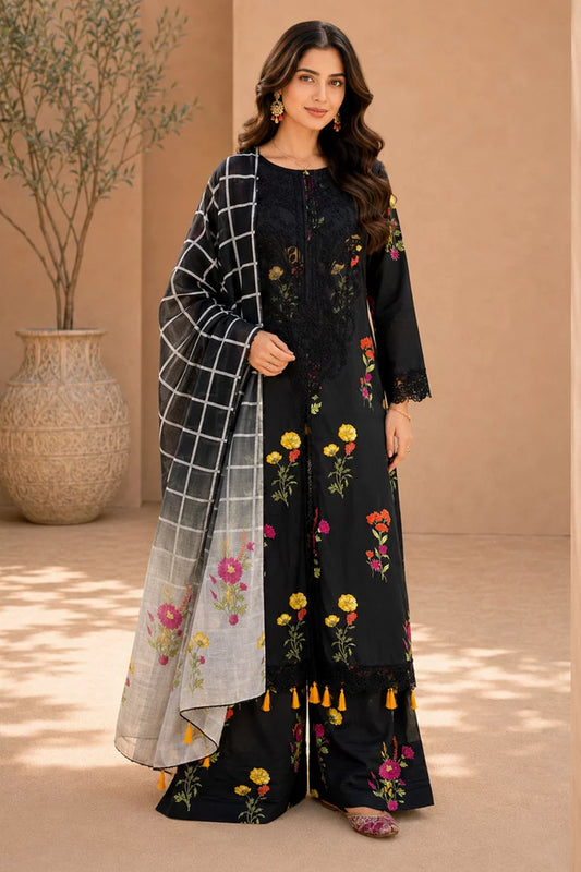 Kleren - Eleganza Embroidered & Digital Printed Lawn - E-12