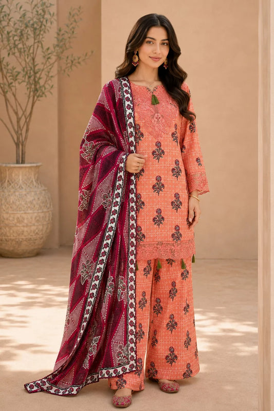Kleren - Eleganza Embroidered & Digital Printed Lawn - E-13