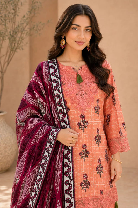 Picture of Kleren - Eleganza Embroidered & Digital Printed Lawn - Stitched - E-13 - Available at Raja Sahib