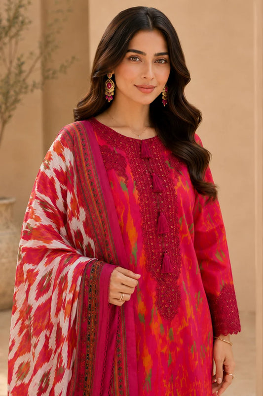 Picture of Kleren - Eleganza Embroidered & Digital Printed Lawn - Stitched - E-14 - Available at Raja Sahib