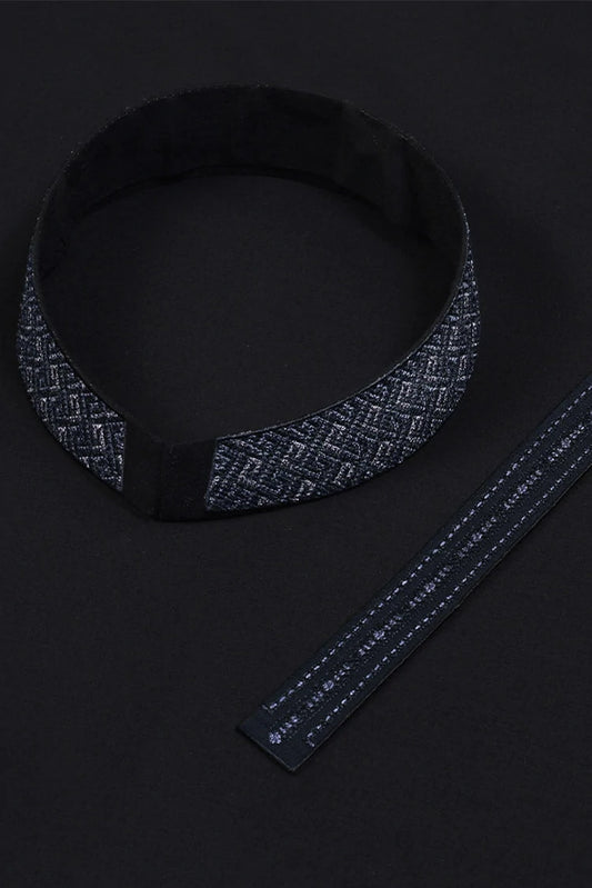 Picture of Fabrich - Men's Unstitch Multi-Colors Fancy-Stitch Embroidered Suit - Black - Available at Raja Sahib
