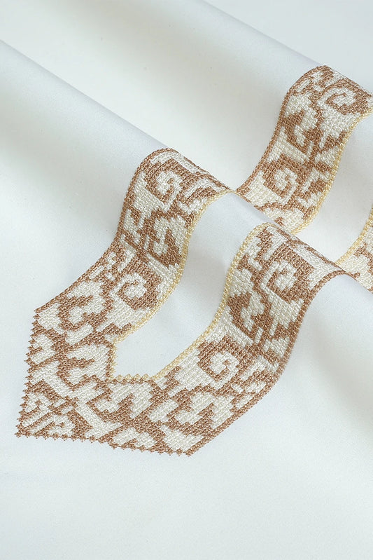 Picture of Fabrich - Men's Unstitch Embroidered Neckline - Cream - Available at Raja Sahib