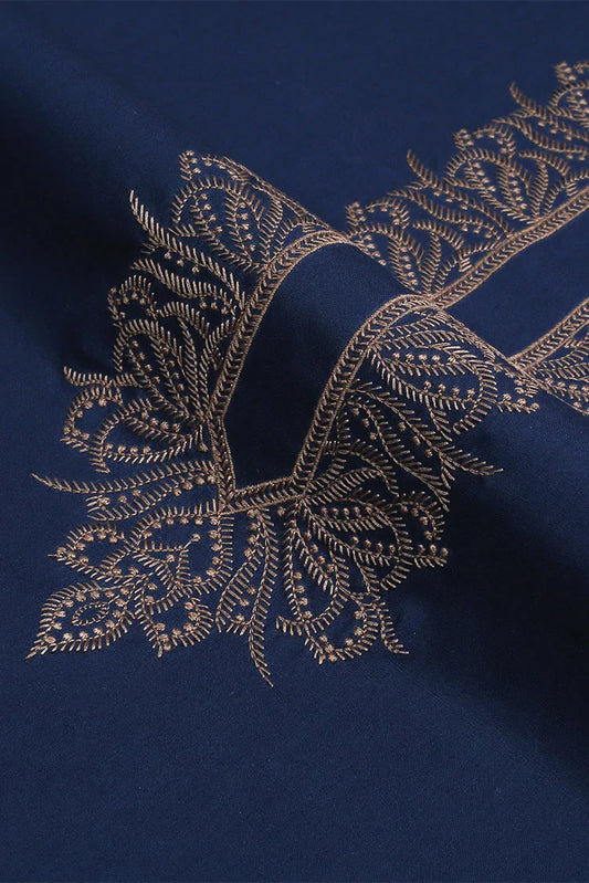 Picture of Fabrich - Men's Unstitch Embroidered Kameez Shalwar - Navy - Available at Raja Sahib