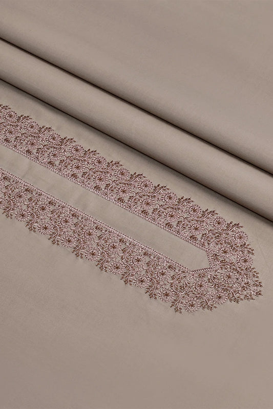 Picture of Fabrich - Men's Unstitch Cross Stitch Embroidered Neckline Kameez Shalwar -Fallow - Available at Raja Sahib