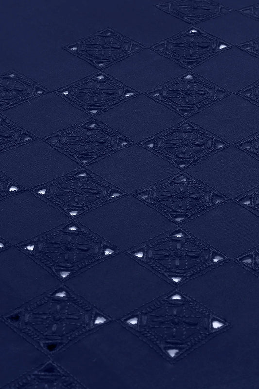 Picture of Fabrich - Men's Unstitch Embroidered Kameez Shalwar - Navy - Available at Raja Sahib