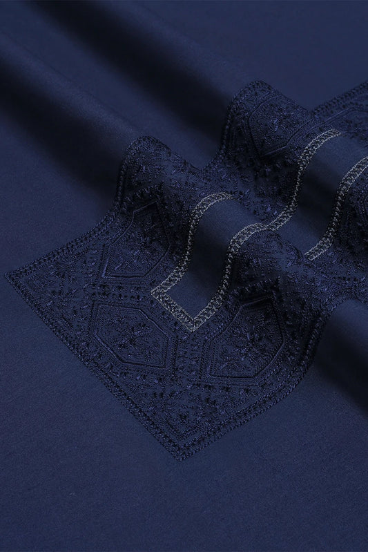 Picture of Fabrich - Men's Unstitch Embroidered Kameez Shalwar - Navy - Available at Raja Sahib