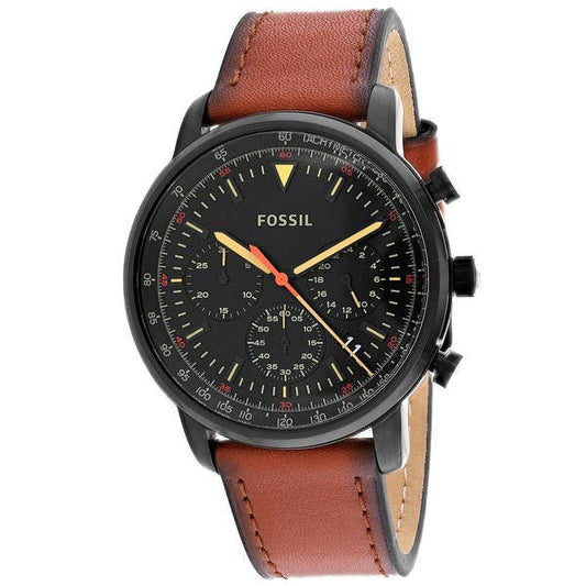 Picture of Fossil Goodwin Luggage Leather Strap Black Dial Chronograph Quartz Watch for Gents - FS5501 - Available at Raja Sahib