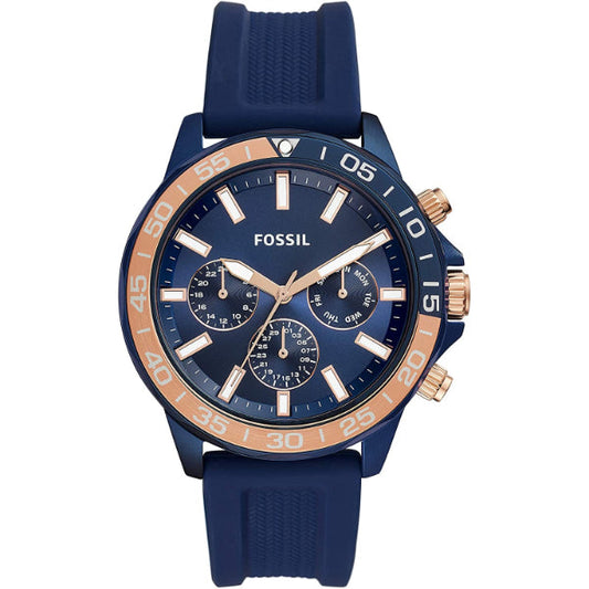 Picture of Fossil Bannon Multifunction Blue Silicone Strap Blue Dial Chronograph Quartz Watch for Gents - BQ2498 - Available at Raja Sahib