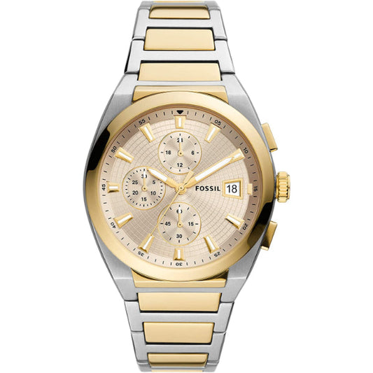 Picture of Fossil Everett Two-tone Stainless Steel Cream Dial Chronograph Quartz Watch for Gents - FS5796 - Available at Raja Sahib