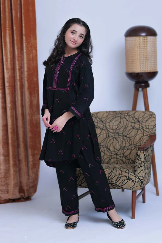 Picture of GAC-02771 | Black & Shocking Pink | Casual 3 Piece Suit | Acrylic Fabric - Available at Raja Sahib