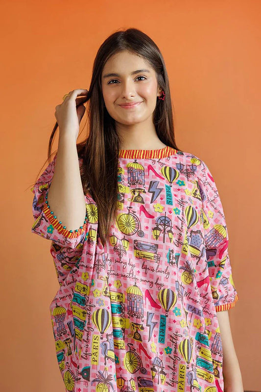 Picture of GAC-03098 | Pink & Multicolor | Casual 2 Piece Suit | Cotton Lawn Printed - Available at Raja Sahib