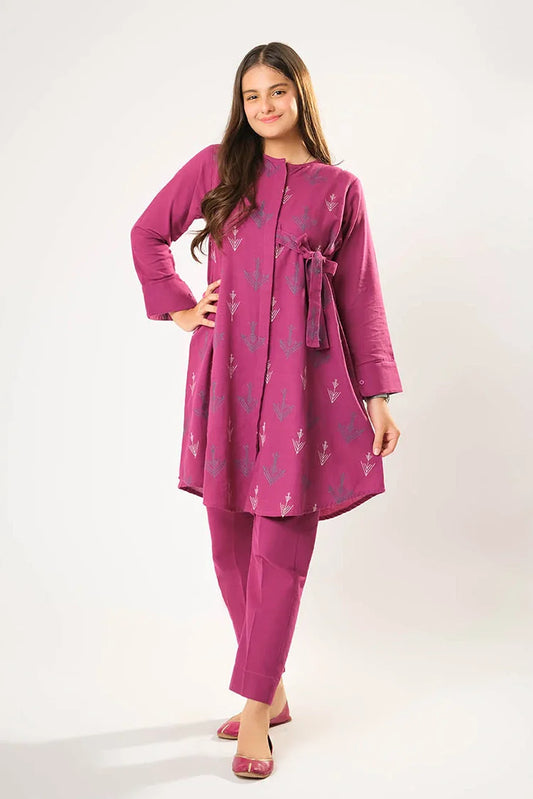 Picture of Girls winter clothes | Magenta | Casual 2 Piece Suit | Cotton Khaddar Dyed | GAC-03178 - Available at Raja Sahib