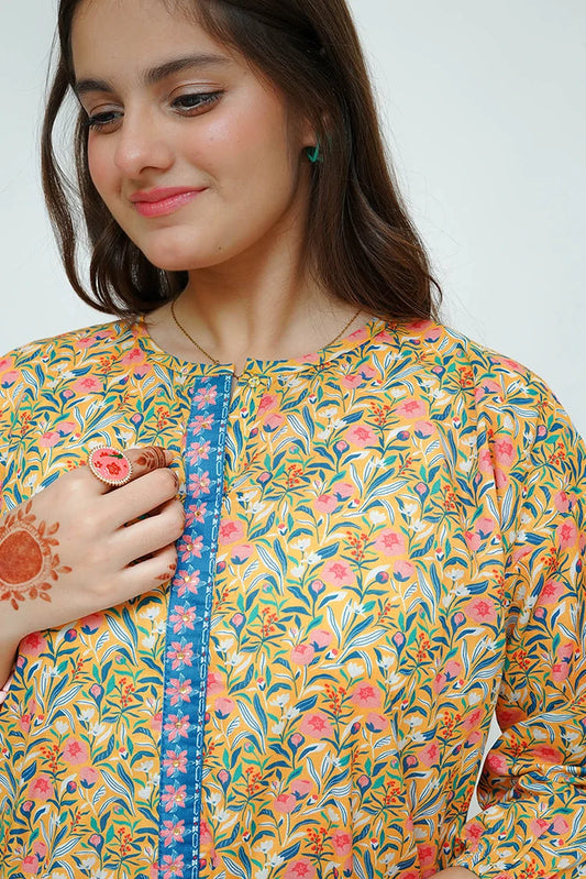 Picture of Senorita - Girls Summer Clothing - Mustard & Multicolor - Casual 2 Piece Suit - GAD-03527 - Available at Raja Sahib