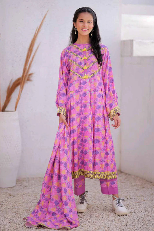 Picture of GAD-02476 | Pink & Multicolor | Casual 3 Piece Suit | Marina Fabric Printed - Available at Raja Sahib