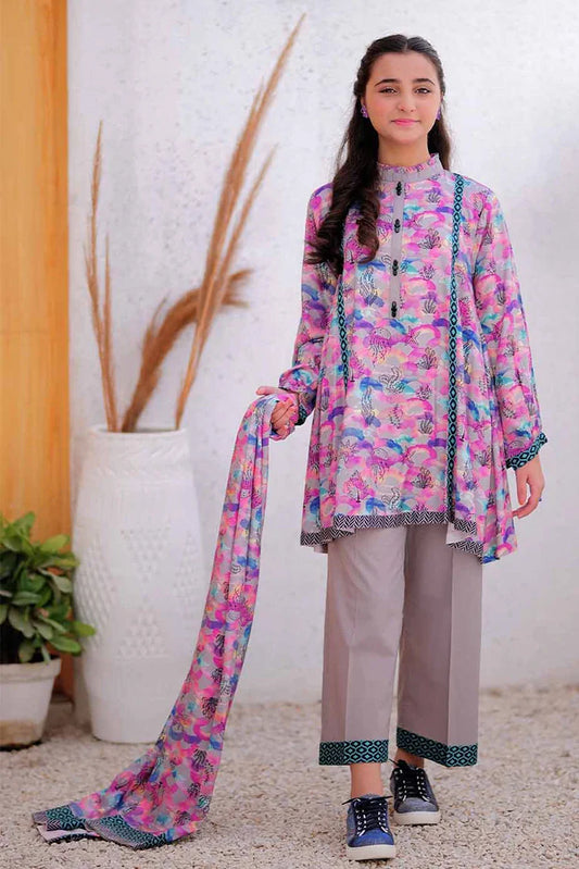 Picture of GAD-02478 | Grey & Multicolor | Casual 3 Piece Suit | Marina Fabric Printed - Available at Raja Sahib