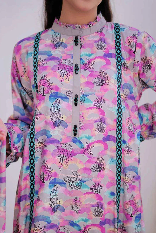 Picture of GAD-02478 | Grey & Multicolor | Casual 3 Piece Suit | Marina Fabric Printed - Available at Raja Sahib