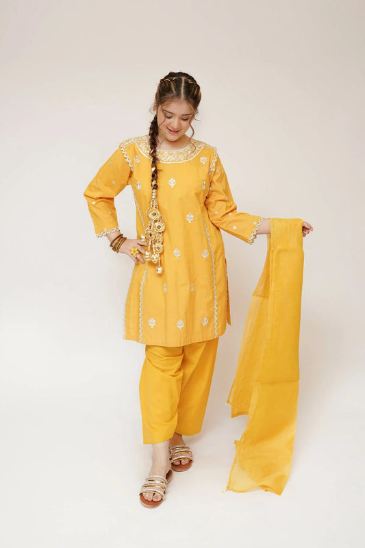 Picture of Senorita - Girls Eid Dress - Casual 3 Piece Suit - Cotton Plain Embroidery - GAD-03415 - Available at Raja Sahib