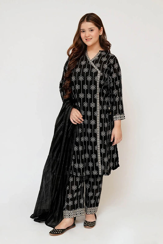 Picture of Senorita - Girls Eid Dress - Black & Fawn - Casual 3 Piece Suit - GAD-03460 - Available at Raja Sahib