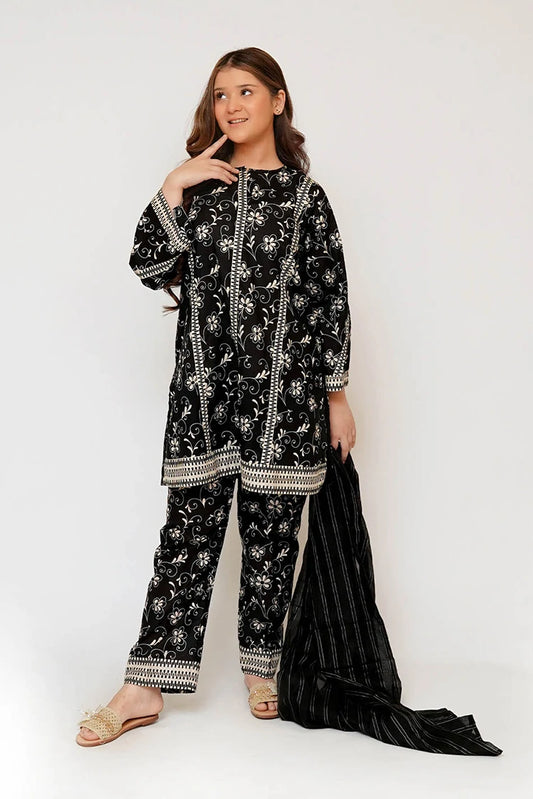 Picture of Senorita - Girls Eid Dress - Black & Fawn - Casual 3 Piece Suit - GAD-03462 - Available at Raja Sahib