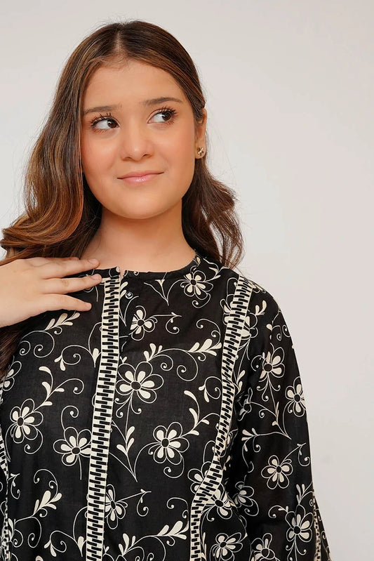 Picture of Senorita - Girls Eid Dress - Black & Fawn - Casual 3 Piece Suit - GAD-03462 - Available at Raja Sahib